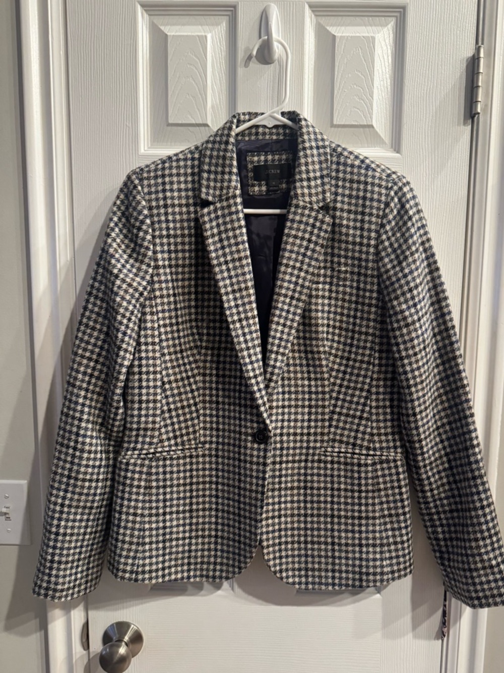 J. Crew Black & White Wool Houndstooth Blazer